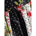 Floral Polka Dot Vintage Dress - Black