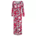 Floral Print Button Up axi Dress - Red