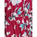 Floral Print Button Up axi Dress - Red