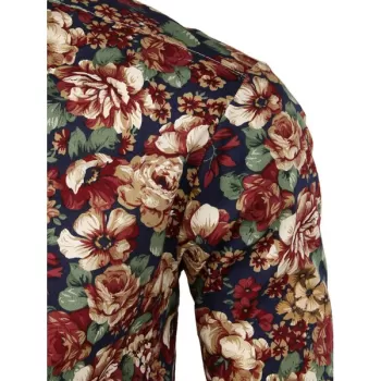 Floral Print Casual Shirt - Navy Blue