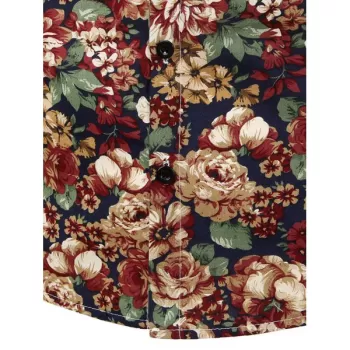 Floral Print Casual Shirt - Navy Blue