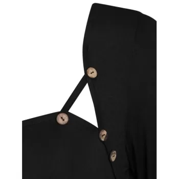 Floral Print Chiffon Panel Overlap Asymmetric Tee - Black