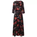 Floral Print axi Cocktail Dress - Black