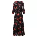 Floral Print axi Cocktail Dress - Black
