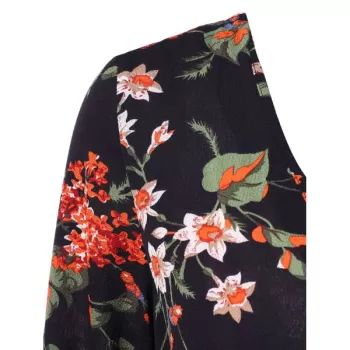 Floral Print axi Cocktail Dress - Black