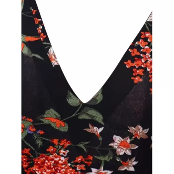 Floral Print axi Cocktail Dress - Black