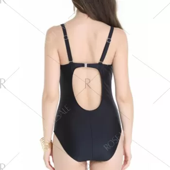 Floral Print Push Up Plus Size One Piece Swimsuit - Lake Green