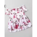 Floral Print hirred Bust Off houlder Blouse - White