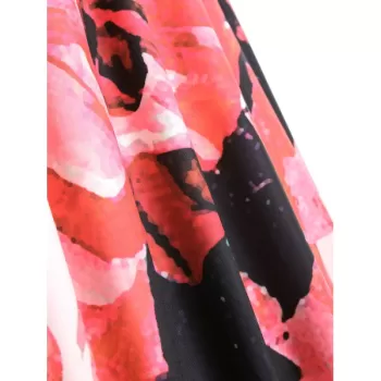 Floral Printed Flared Dress - Pig Pink