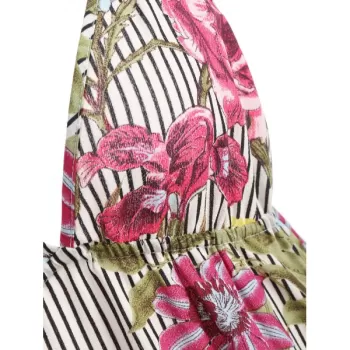 Floral triped Tiered lip Dress -