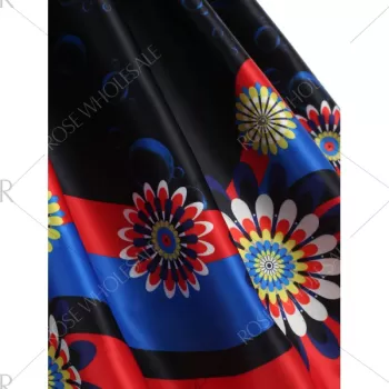 Floral Vintage A Line Dress - Black