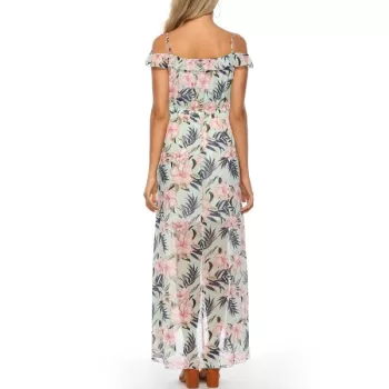 Flower Open houlder Cami Maxi Dress -