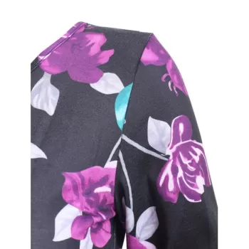 Flower Print A Line Casual Dress -