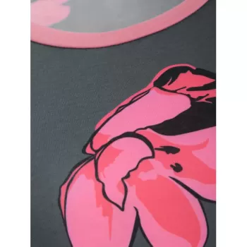 Flower Print Front Pocket Baseball Tee - Blush Red