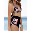 Flower Print Halter High Waisted Bikini wimsuit -