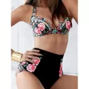 Flower Print Halter High Waisted Bikini wimsuit -