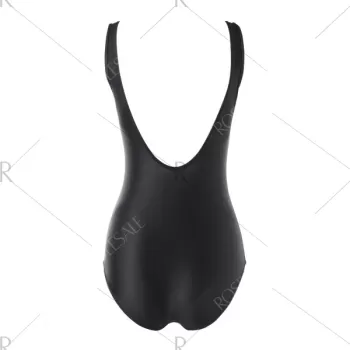 Flower Print One-piece Swimwear - Black