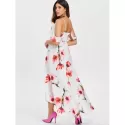 Flower Print Sleeveless Casual Flowing Dress - White
