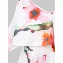 Flower Print Sleeveless Casual Flowing Dress - White