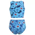 Flower Print Twist Front Padded Tankini Swimsuit - Blue