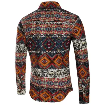 Flowers Geometric Tribal Print Casual Shirt -