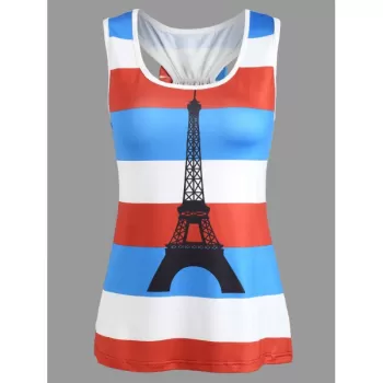 France Flag Eiffel Tower Tank Top - Red