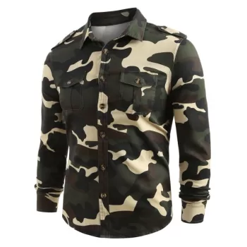 Front Pocket Button Up Camo Shirt - Acu Camouflage