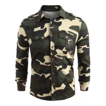 Front Pocket Button Up Camo Shirt - Acu Camouflage