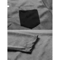 Frontal Pocket Color Block Long Sleeves T Shirt - Dark Gray