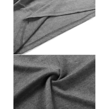 Frontal Pocket Color Block Long Sleeves T Shirt - Dark Gray