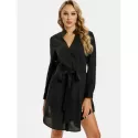 Full Sleeve Button Up Dress - Black