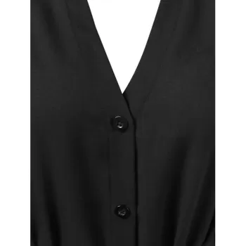 Full Sleeve Button Up Dress - Black