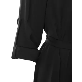 Full Sleeve Button Up Dress - Black