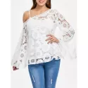 Full Sleeve Crochet Blouse - White