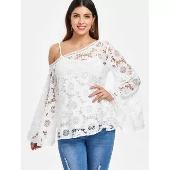 Full Sleeve Crochet Blouse - White
