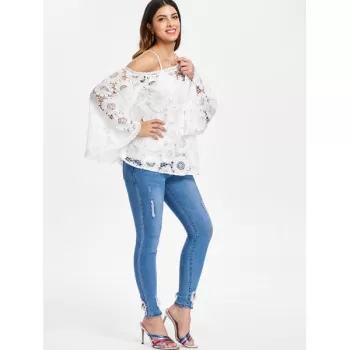 Full Sleeve Crochet Blouse - White