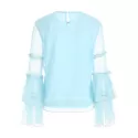 Full Sleeve Keyhole Back Blouse - Light Blue