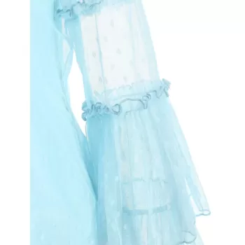 Full Sleeve Keyhole Back Blouse - Light Blue