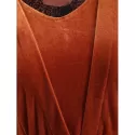 Full Sleeve Velvet Fit and Flare Dress - Brown