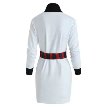 Funnel Neck Christmas Snowman Sweatshirt Dress - White