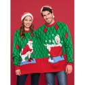 Funny Jacquard Two Person Christmas Sweater - Green One