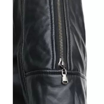 Fur Lined Faux Leather Long Coat - Black One