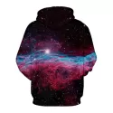 Galaxy Dog with Christmas Hat Print Pullover Hoodie -