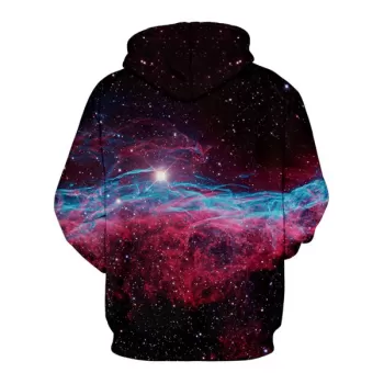 Galaxy Dog with Christmas Hat Print Pullover Hoodie -