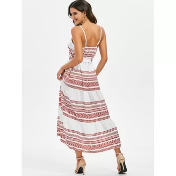 Geometric Belted Cami Dress - Orange Salmon