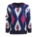 Geometric Graphic Knit Pullover Sweater -  One