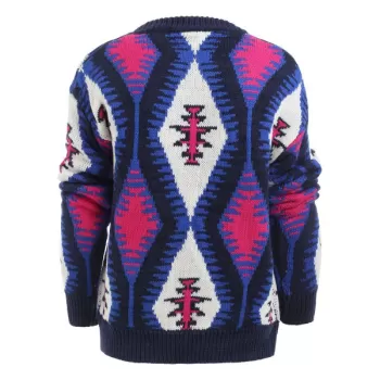 Geometric Graphic Knit Pullover Sweater -  One