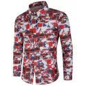 Geometric Graphic Print Cover Button Shirt -
