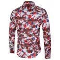 Geometric Graphic Print Cover Button Shirt -