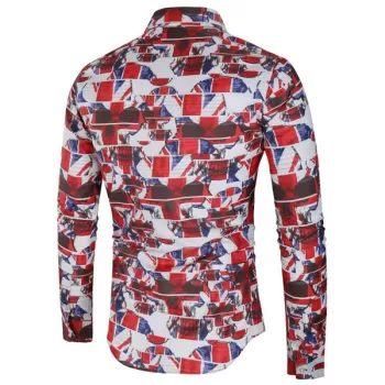 Geometric Graphic Print Cover Button Shirt -